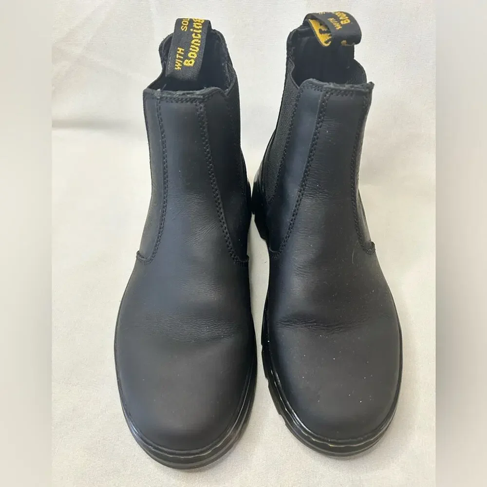 Dr. Martens Embiry  Black Chelsea Combat Boots with Yellow Stitching. Men’s  8
